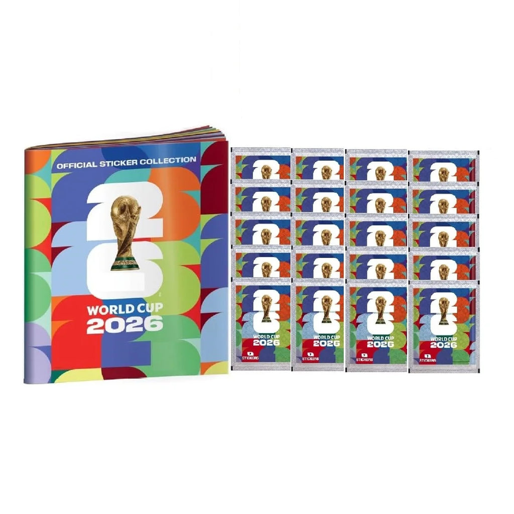 FIFA World Cup 2026 Official Collection - Panini Album with 20 Packs of Stickers, including 7 Chromos each, perfect for collectors and soccer fans.